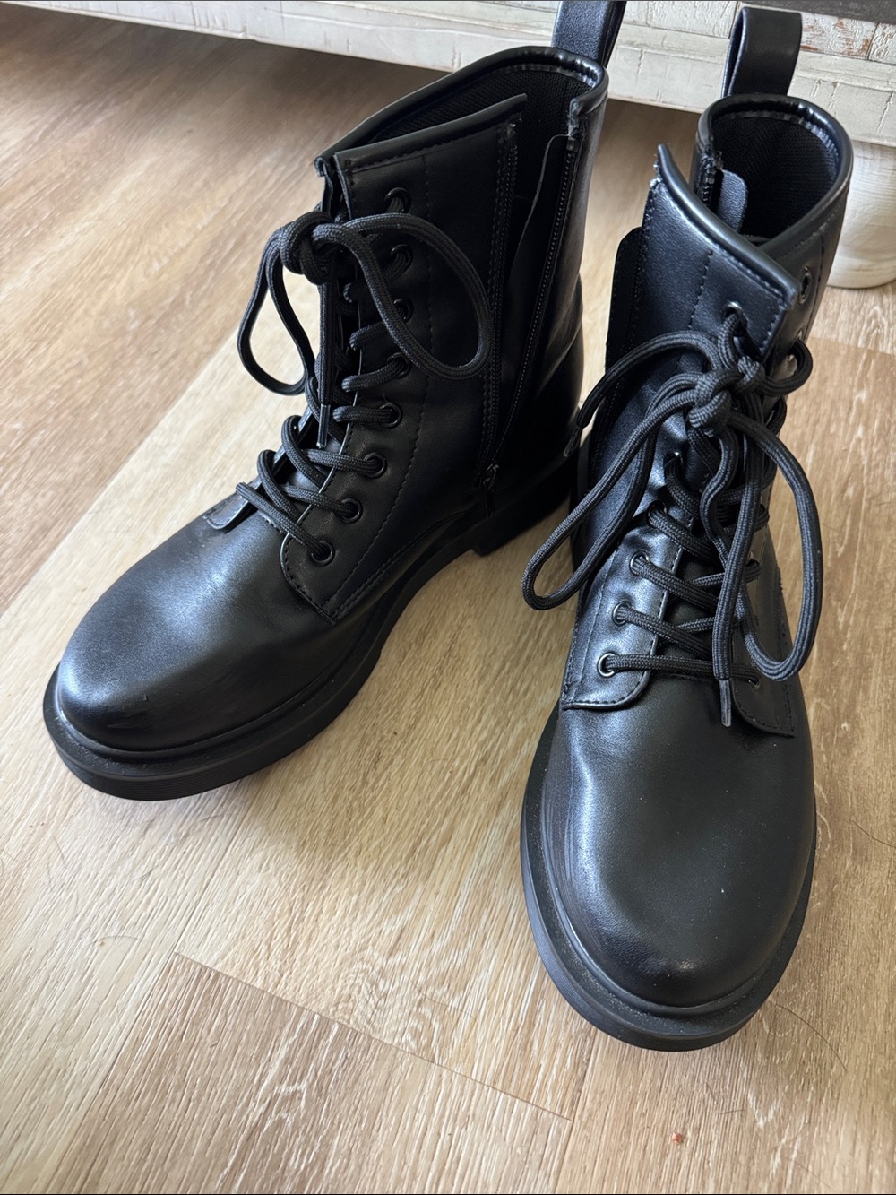 Women’s Black Lace-Up Platform Combat Boots